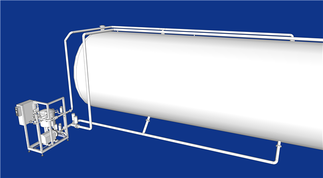 Spezielle Adapter (RLV Armaturen), um die Tankbegasung und den Mischkopf aufzunehmen. Spezielle Adapter (RLV Armaturen), um die Tankbegasung und den Mischkopf aufzunehmen.